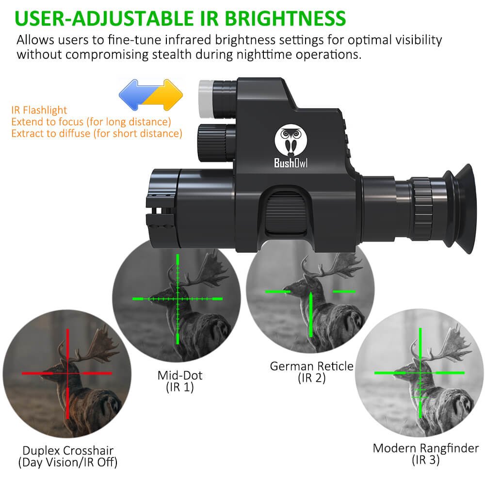 BushOwl NV007 Night Vision Scope - Multiple Reticle Options