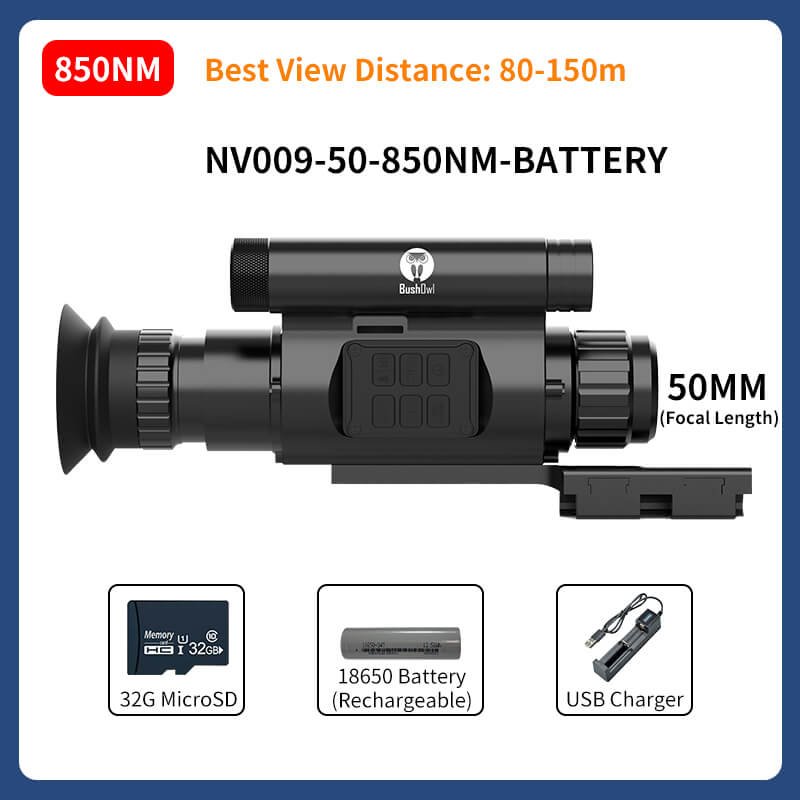 BushOwl NV009 Night Vision Scope Infrared Hunting Camera (NV009-50-850NM-BATTERY)